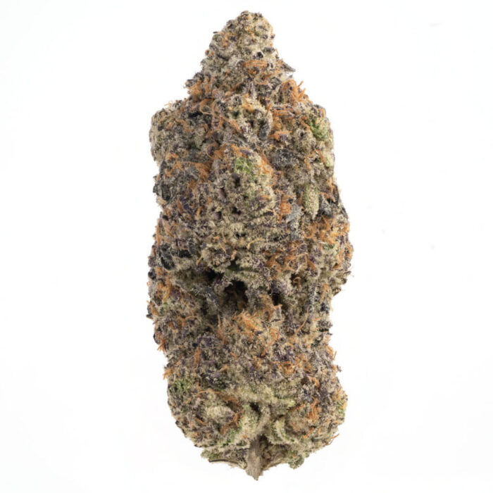 A close-up of Fire OG cannabis buds, showcasing dense, frosty green flowers with fiery orange pistils and a generous coating of trichomes.