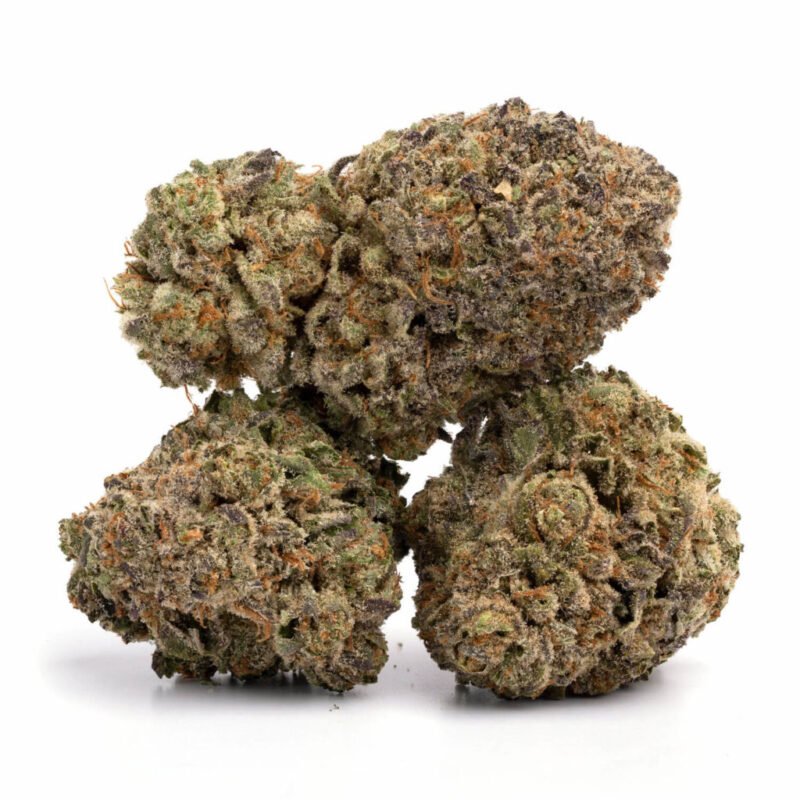 Close-up of Skywalker OG cannabis buds with frosty trichomes and vibrant green hues.