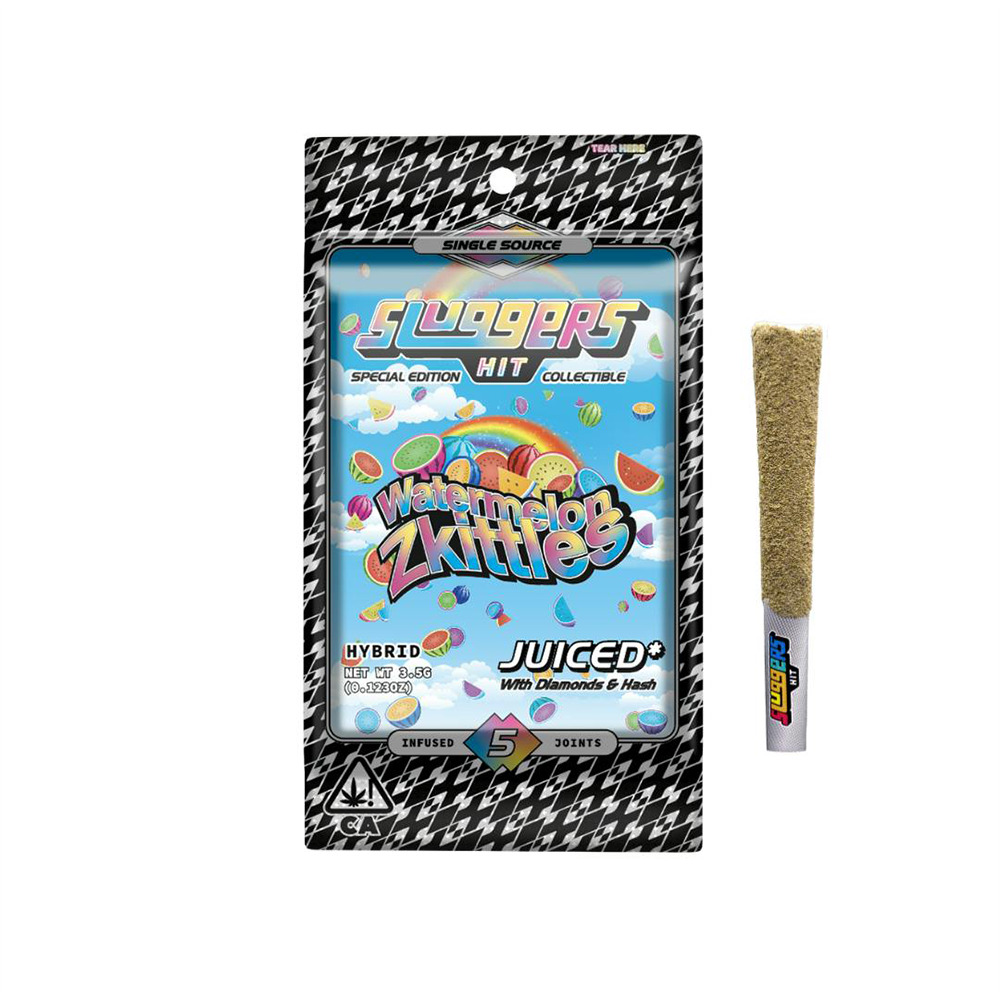 Watermelon Zkittles infused preroll – premium cannabis pre-roll with kief, hash, and THCA diamonds in a collectible tin