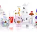 Different types of bongs displayed on a table